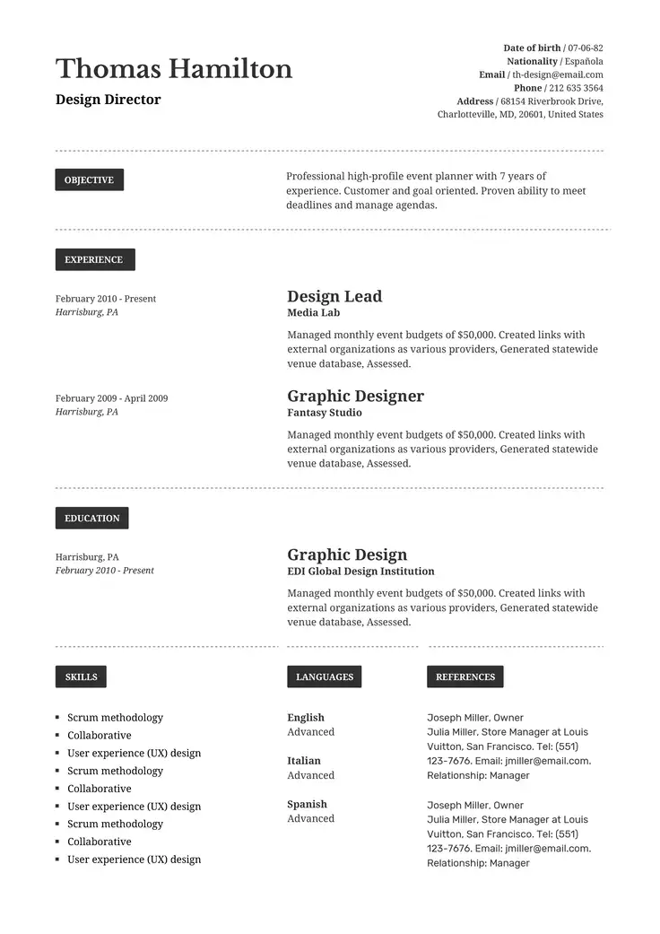 CV template Auckland