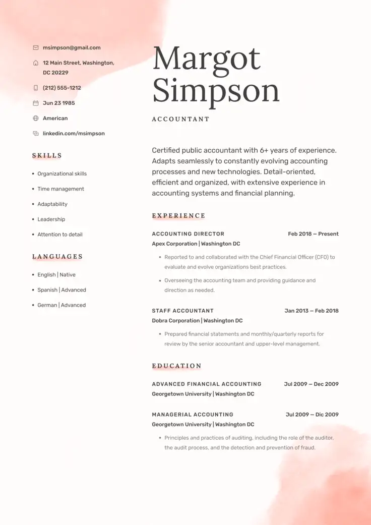 CV template Florence