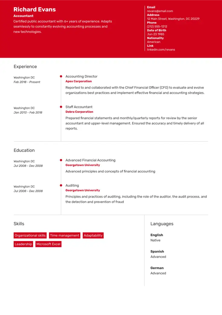 CV template Haiphong