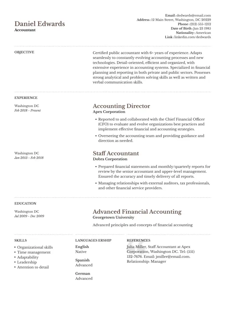 CV template Toronto